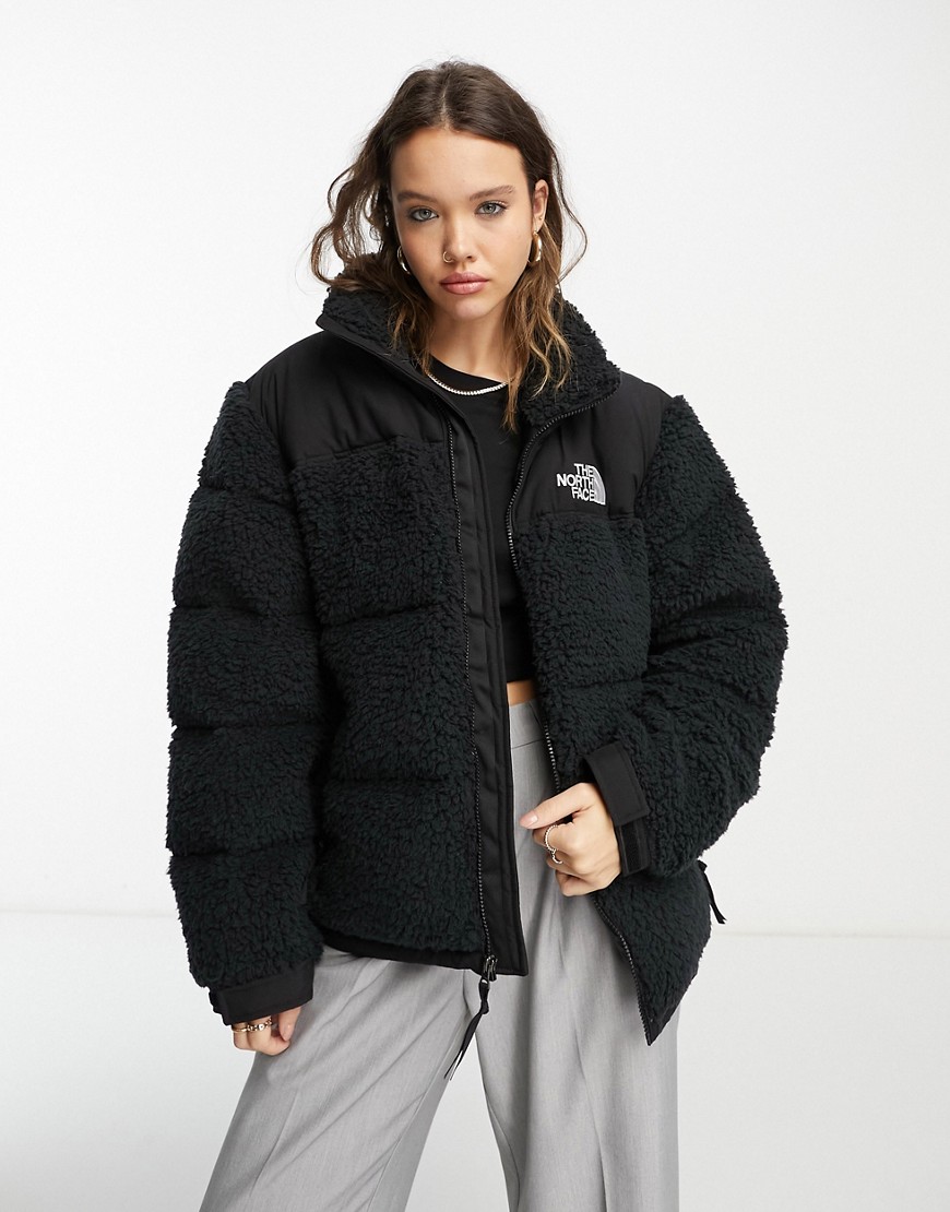 The North Face Nuptse high pile down puffer jacket in black