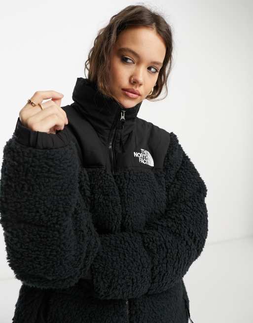 Black fuzzy north face jacket cheap new arrivals