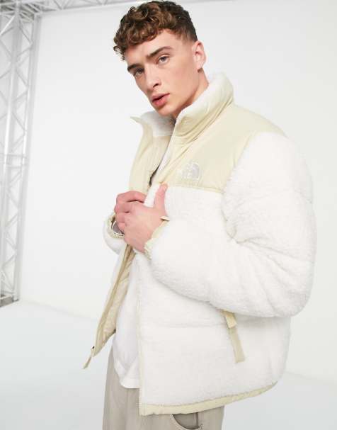 The North Face Nuptse high pile down puffer jacket in off white - view 1