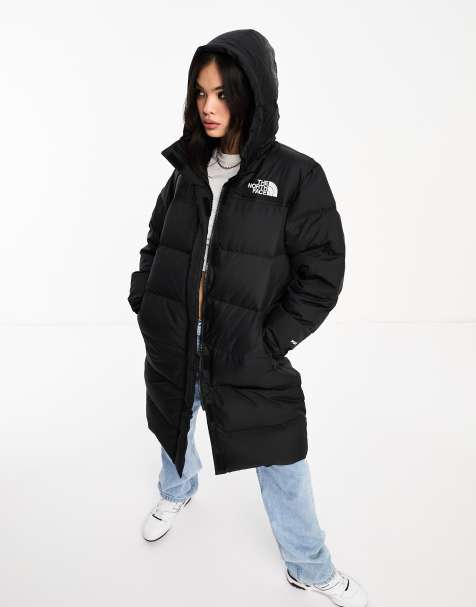 노스페이스 눕시 롱 패딩 The North Face Nuptse long down puffer coat in black,BLACK