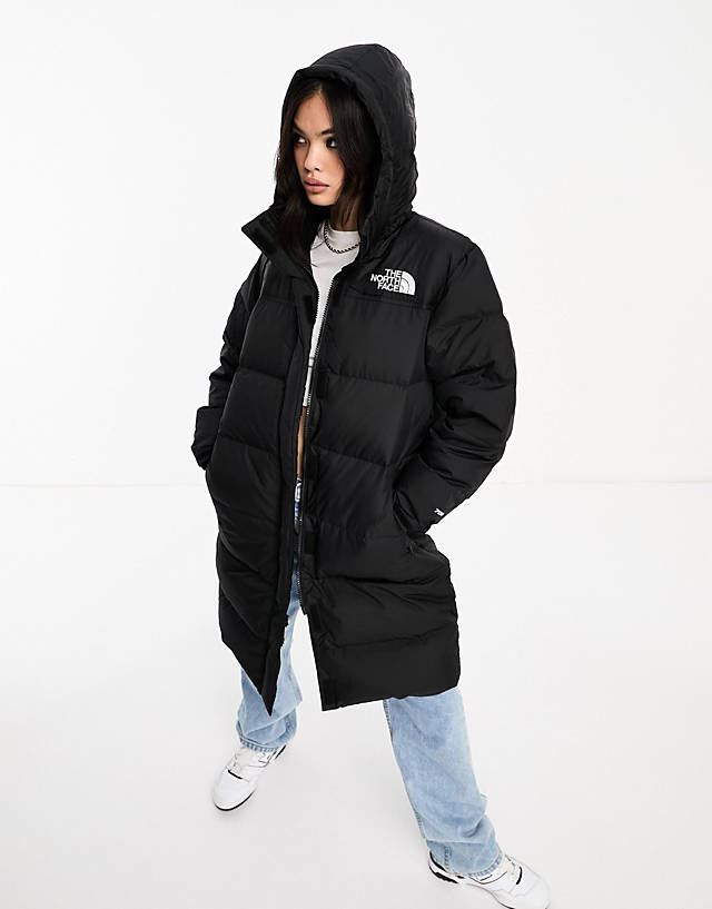 The North Face - nuptse long down puffer coat in black