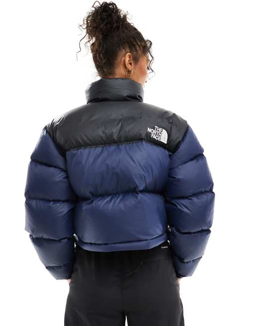 The North Face - Nuptse - Marineblå og sort cropped dynejakke i dun, 3 af 4