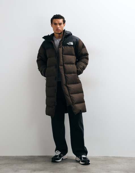 The North Face Nuptse parka jacket in brown and black - view 1