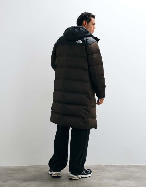The North Face Nuptse parka jacket in brown and black, 3 of 5