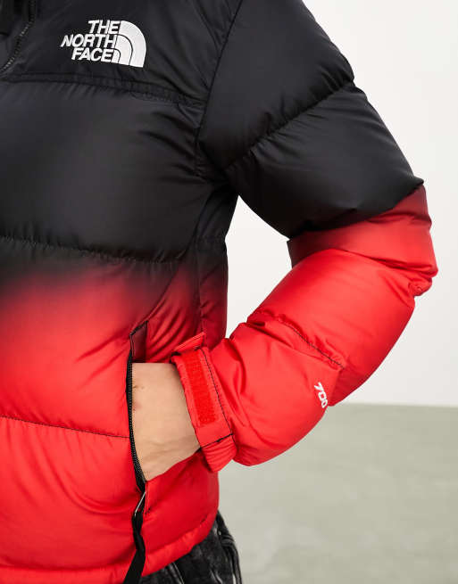 The North Face Nuptse Retro 96 Doudoune Rouge et noir dip dye ASOS