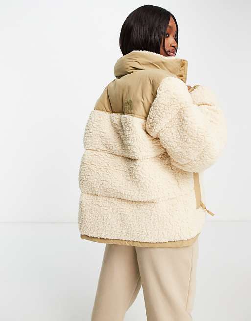 The North Face Nuptse Sherpa jacket in beige | ASOS The North Face Nuptse Sherpa jacket in beige | ASOS