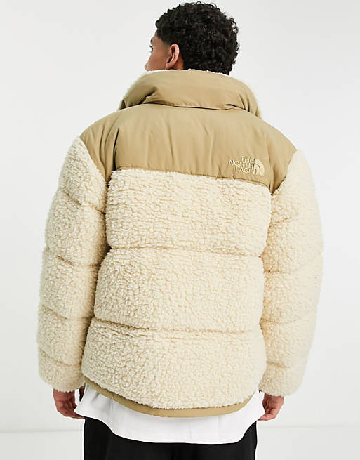 The North Face Nuptse Sherpa jacket in cream | ASOS