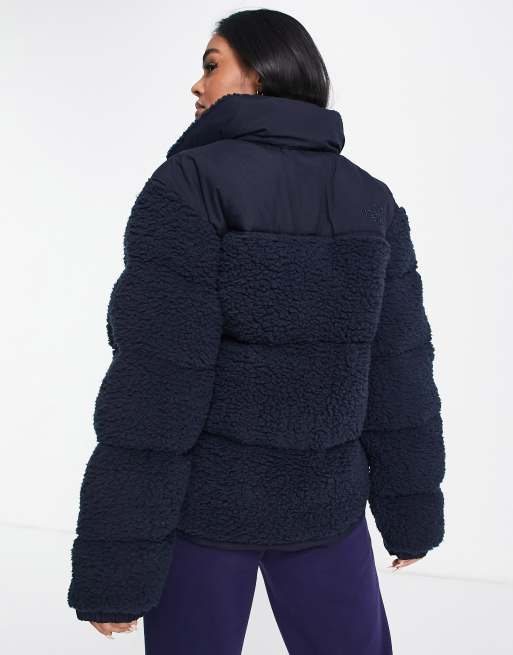 The North Face Nuptse Sherpa jacket in navy ASOS