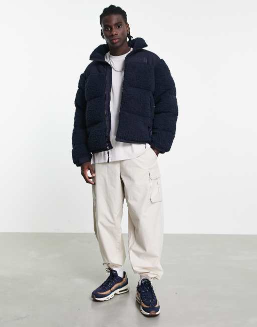 The North Face Nuptse Sherpa jacket in navy   ASOS