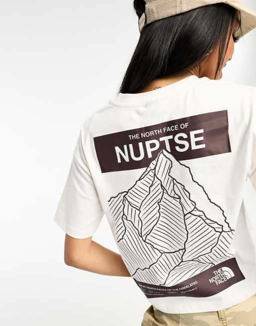The North Face - Nuptse - T-shirt taglio corto color crema con stampa sul retro