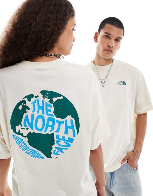 The North Face - Offwhite og oversized T-shirt med globusprint på ryggen, 3 af 4