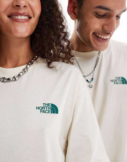 The North Face - Offwhite og oversized T-shirt med globusprint på ryggen, 4 af 4