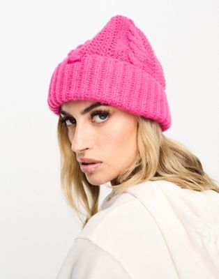 The North Face Oh Mega chunky beanie in bright pink