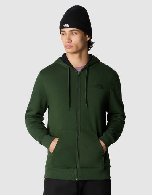 Green north face 2025 zip up hoodie