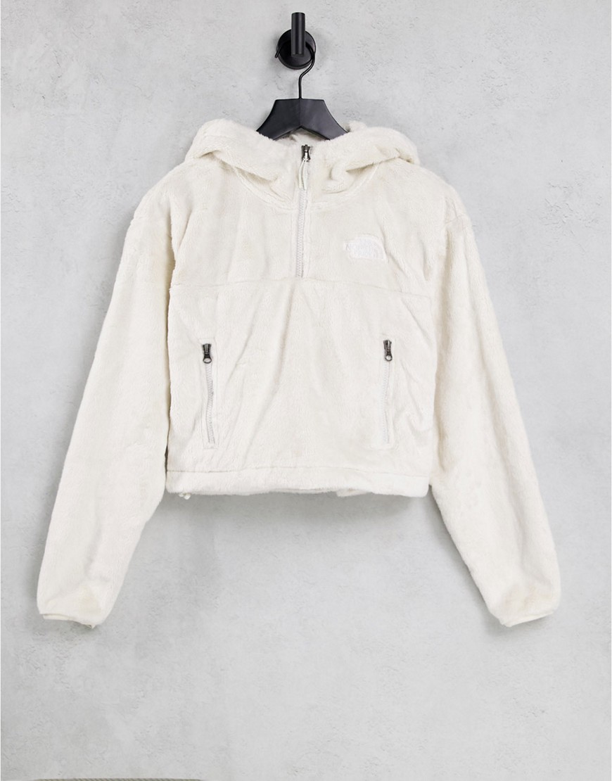 The North Face Osito 1/4 zip cropped hooded fleece in white