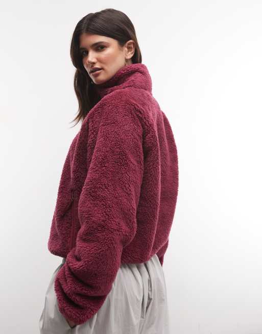 The North Face Osito Evolve 1/2 zip fleece jacket in burgundy, 4 of 4