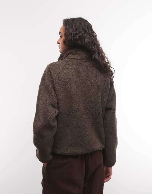 The North Face Osito Evolve full zip jacket in dark brown, 4 of 4