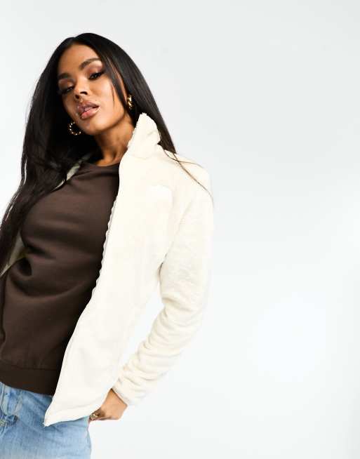 The North Face – Osito – Hochflorige Fleece-Jacke in Creme mit Reißverschluss