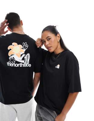 The North Face - Oversize-T-Shirt in Schwarz mit Blüten-Rückenprint, exklusiv bei ASOS