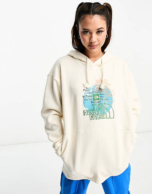 The North Face oversized back print hoodie in off white | ASOS