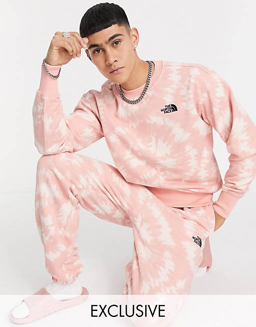 The North Face Oversized Essential joggers in pink tie dye Exclusive at ASOS