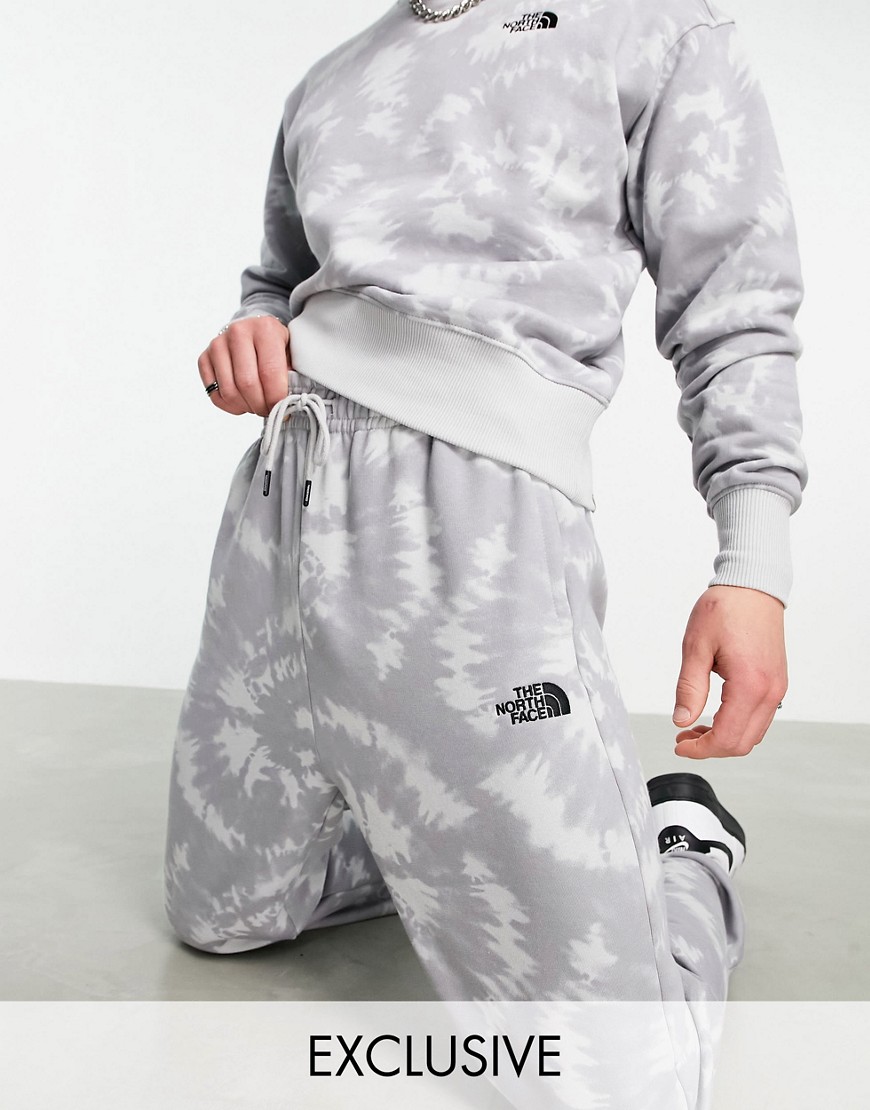 The North Face Oversized Essential sweatpants in gray tie dye Exclusive at ASOS