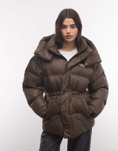 The North Face oversized pufferjack in donkerbruin - view 1