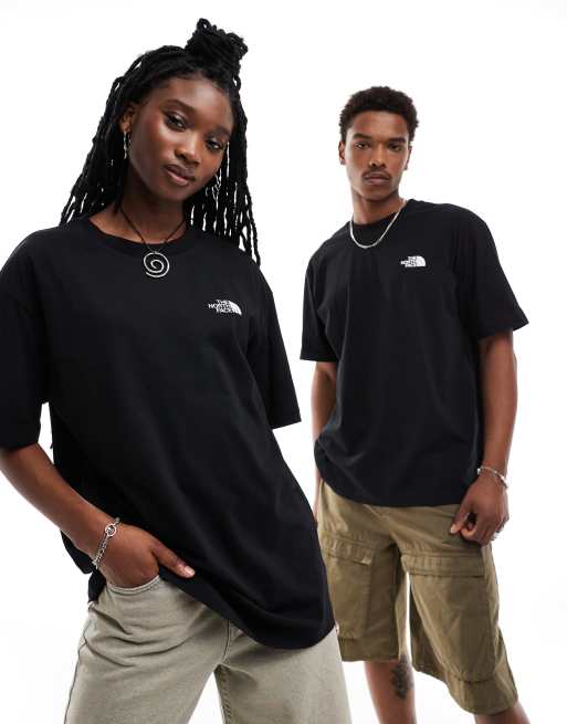 The North Face - Oversized T-shirt med tegnet bjergprint på ryggen i sort