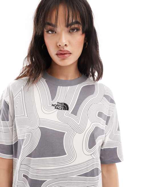 The North Face - Oversized T-shirt van zware stof met geometrische print in grijs, exclusief bij ASOS