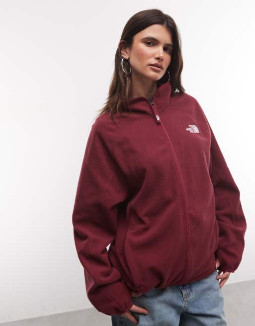 The North Face Oxara full zip fleece in burgundy, 3 of 4