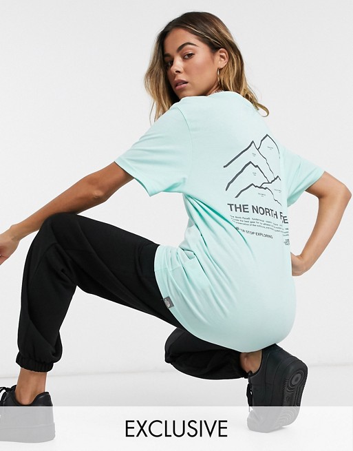 The North Face Peaks back print t-shirt in green Exclusive at ASOS