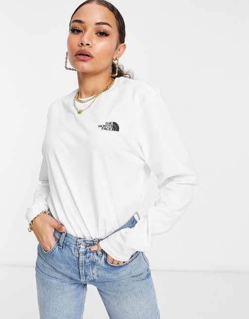 White north face long 2024 sleeve top