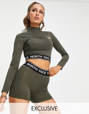 The North Face Perf cropped long sleeve t-shirt in khaki Exclusive at ASOS