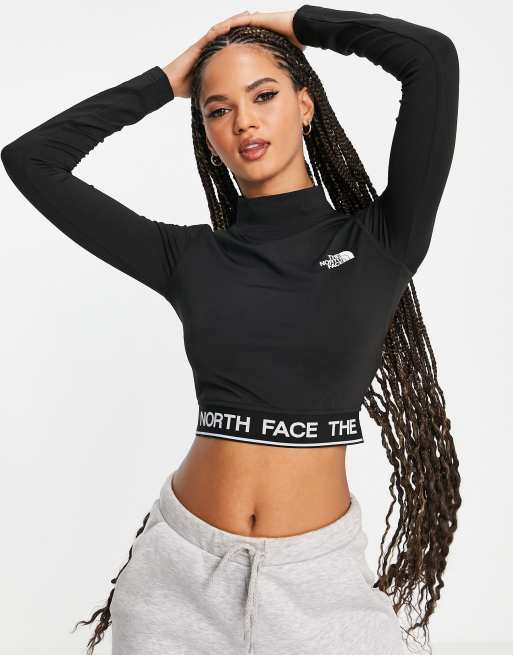 The North Face Performance cropped long sleeve t shirt in black ASOS