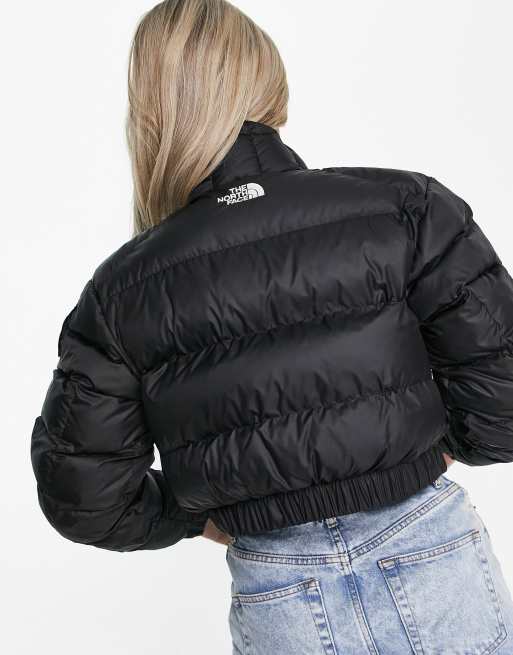 The North Face Phlego Synth cropped puffer jacket in black, ASOS