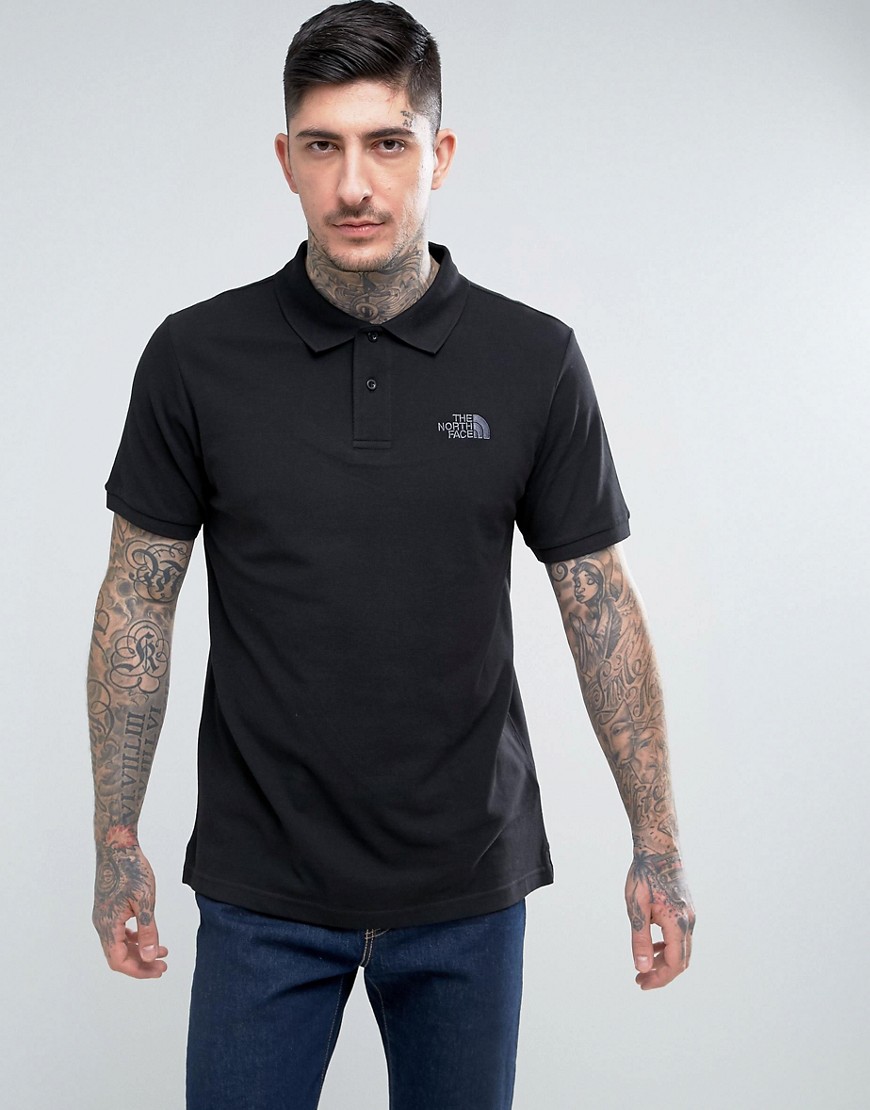 The North Face Pique Polo Shirt Chest Logo in Black