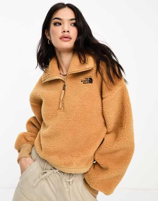 The North Face Platte high pile heavyweight 1/4 zip fleece in beige | ASOS