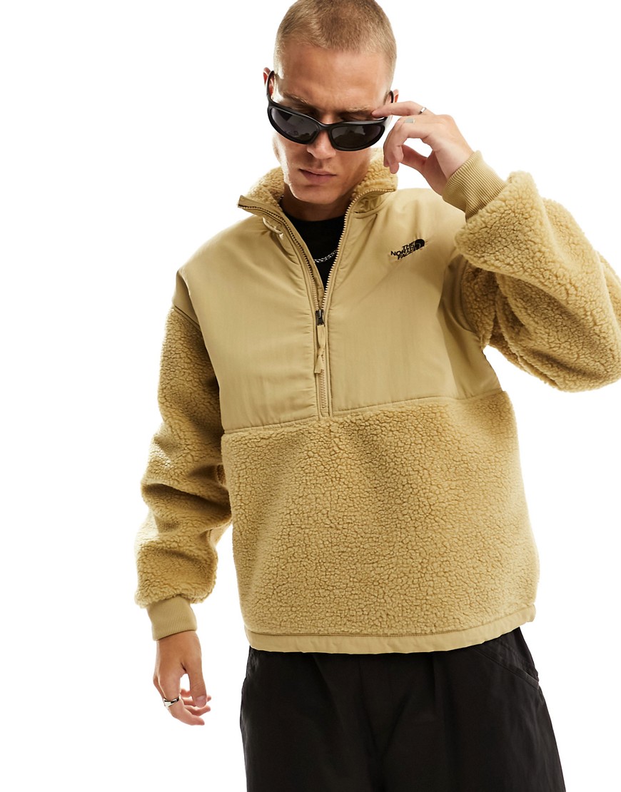 The North Face Platte High Pile heavyweight 1/4 zip fleece in stone-Neutral