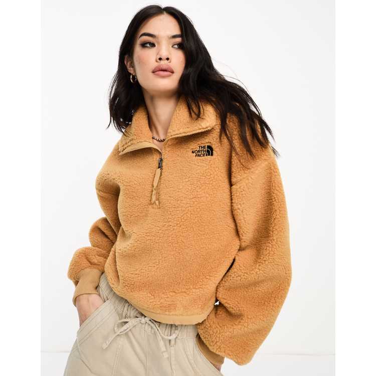 The North Face Platte High Pile Schweres Fleece Sweatshirt in Beige mit kurzem ReiBverschluss ASOS