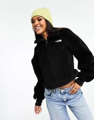 The North Face - Platte High Pile - Schweres Fleece-Sweatshirt in Schwarz mit kurzem 1/4-Reißverschluss