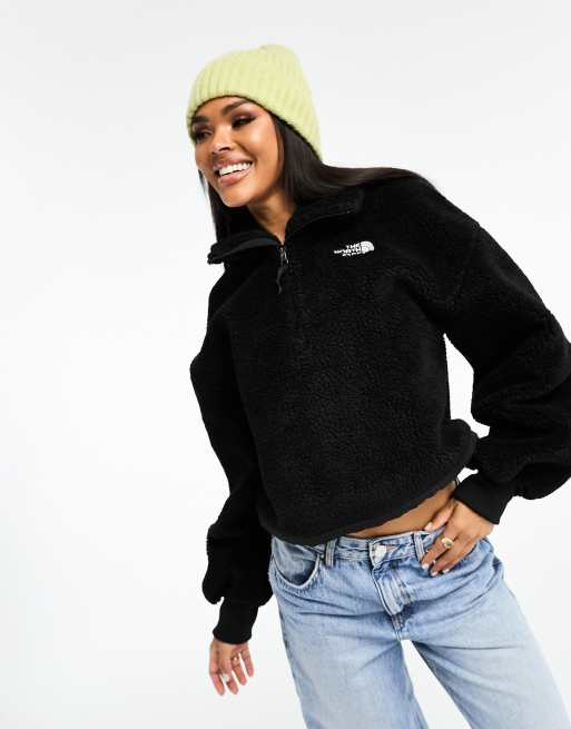 The North Face – Platte High Pile – Schweres Fleece-Sweatshirt in Schwarz  mit kurzem 1/4-Reißverschluss