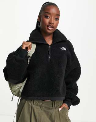 The North Face Platte Sherpa 1 4 zip cropped fleece in black