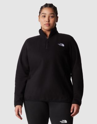 The North Face Plus - 100 Glacier - Fleece-Oberteil in Schwarz mit kurzem Reißverschluss