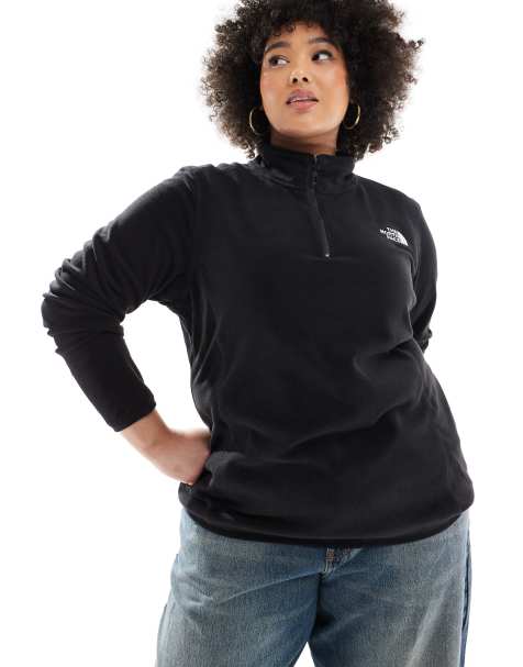 The North Face Plus – 100 Glacier – Fleece-Oberteil in Schwarz mit kurzem Reißverschluss - view 1