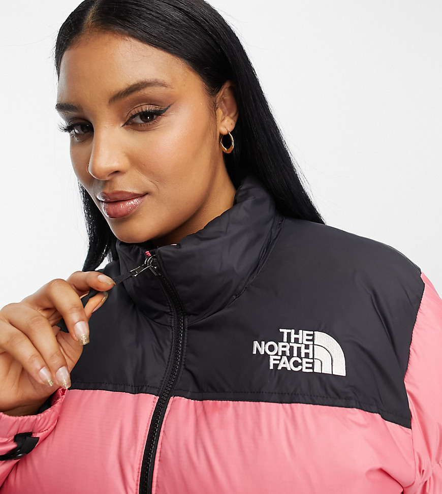 The North Face Plus 1996 Retro Nuptse down puffer jacket in pink and black