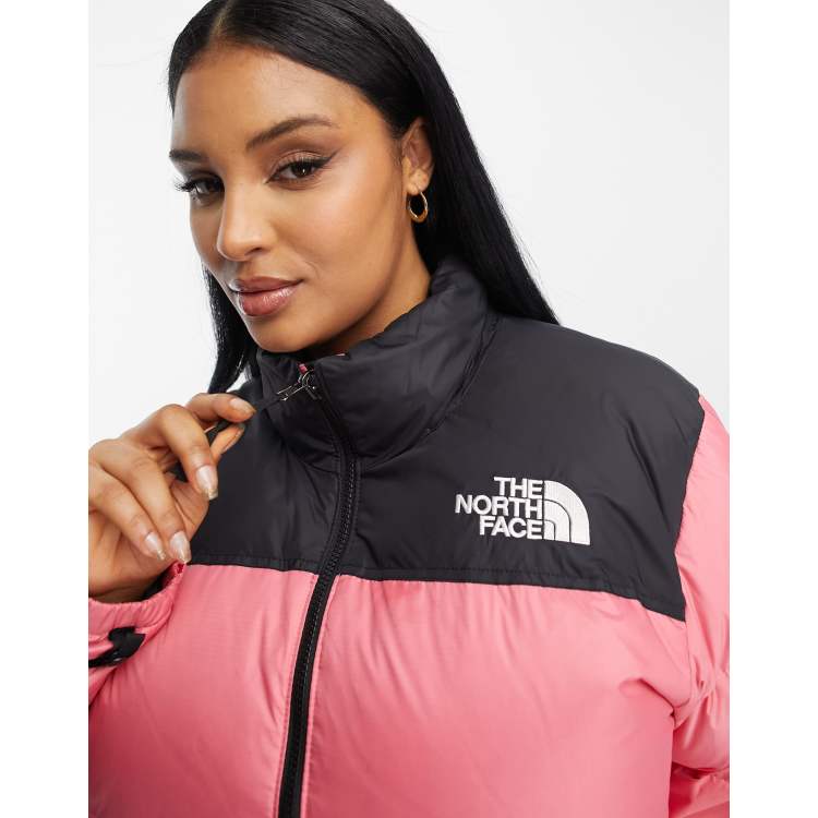 The North Face Plus 1996 Retro Nuptse down puffer jacket in pink and black