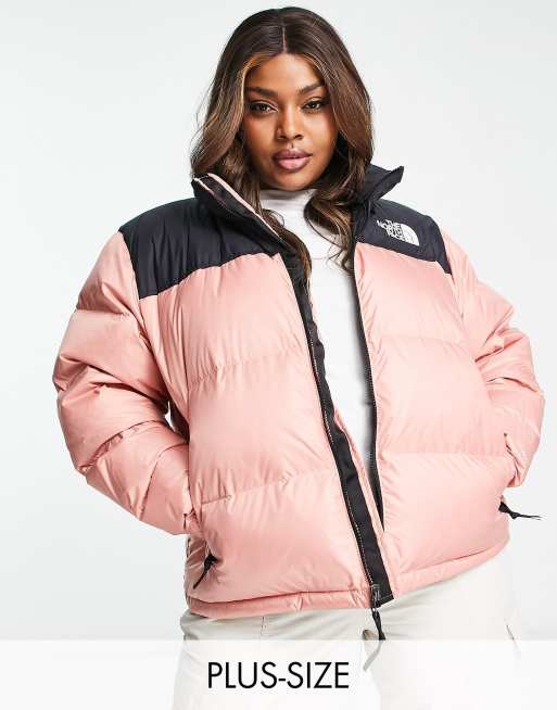 Plus size pink outlet puffer jacket