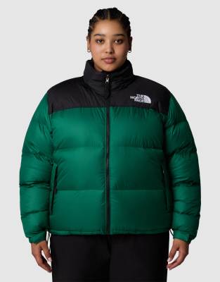 The North Face Plus 1996 retro nuptse puffer jacket in green and black