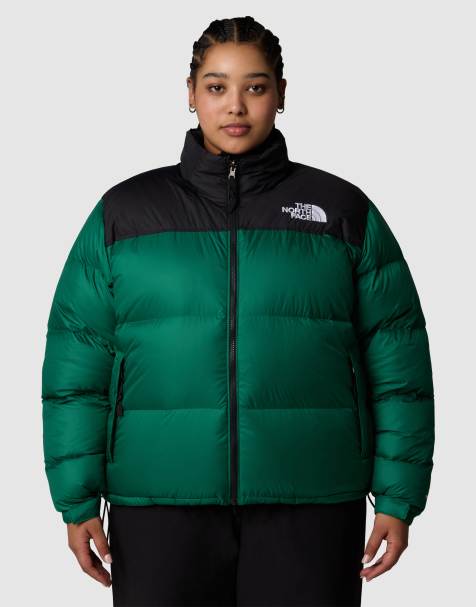 The North Face Plus 1996 retro nuptse puffer jacket in green and black - view 1