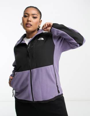 The North Face Plus - Denali - Fleece-Jacke in Schiefergrau und Schwarz mit Reißverschluss